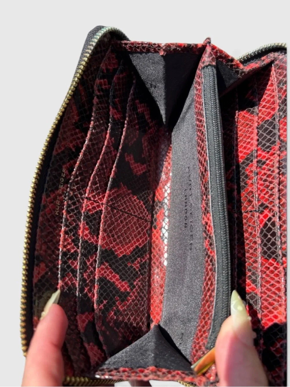 Kurt Geiger RARE Red and Black Snake-Print Long Wallet